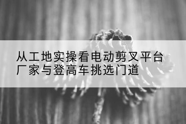 平凉电动剪叉升降平台厂家-从工地实操看电动剪叉平台厂家与登高车挑选门道